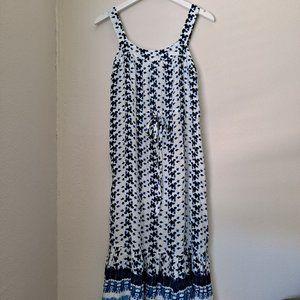 Beach Lunch Lounge blue and white tie dyed midi dress